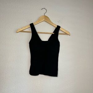 Altar’d State Black Ribbed Cropped Tank Top One Size